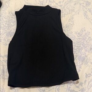 SHEIN Black Ribbed Mock Neck Sleeveless Tank